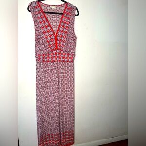 Maxi Length Red-Trimmed Floral Print Dress by Max Studio Size: XL